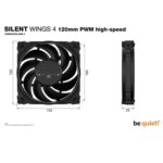 be quiet! Silent Wings 4 PWM High Speed Black Fan, 120mm, 2500RPM, 4-Pin PWM Fan Connector, Black Frame, Black Blades, Optimized Fan Blades for High End Performance, 2 Mounting Options - Image 5