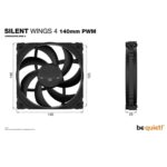 be quiet! Silent Wings 4 PWM Black Fan, 140mm, 1100RPM, 4-Pin PWM Fan Connector, Black Frame, Black Blades, Optimized Fan Blades for High End Performance, 2 Mounting Options - Image 5
