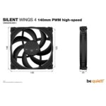 be quiet! Silent Wings 4 PWM High Speed Black Fan, 140mm, 1900RPM, 4-Pin PWM Fan Connector, Black Frame, Black Blades, Optimized Fan Blades for High End Performance, 2 Mounting Options - Image 5