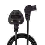 Lindy 30454 0.5m UK 3 Pin Plug To Right Angle IEC C7 (Figure-8) 3 Amp Fuse Mains Extension Cable - Black - Image 2
