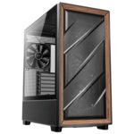 Antec FLUX Mid Tower PC Case - Tempered Glass, Black/Wood, 5 PWM Fans, USB-C, E-ATX/ATX/mATX/ITX Compatibility - Image 2