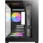 Antec CX60M ARGB Mini Tower Micro ATX Gaming Case, Black, Tempered Glass Panels, Dual Chamber Design, Vertical Cooling, Pre-Installed ARGB Fans, Water Cooling Support, - Image 3