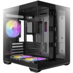 Antec CX60M ARGB Mini Tower Micro ATX Gaming Case, Black, Tempered Glass Panels, Dual Chamber Design, Vertical Cooling, Pre-Installed ARGB Fans, Water Cooling Support, - Image 6