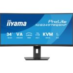 iiyama ProLite Curved Monitor XCB3497WQSNP-B1 34" VA Ultra-Wide Screen with KVM Switch, LAN, USB-C Dock, 0.4ms, 120Hz, HDMI, DisplayPort, Speakers, Height Adjustment - Image 2