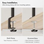 VonHaus Dual Monitor Stand for 13-32 Inch Screens, Twin Monitor Mount with Desk Clamp, Height Adjustable, Easy Assemble Stand with Full Tilt, Rotation & Swivel Arms, VESA 75x75 & 100x100mm - Image 5