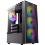 Antec AX27 RGB Elite Mid-Tower Gaming PC Case with Tempered Glass, Full Mesh Front Panel, 4 Pre-installed 120mm Fixed-RGB Fans, ATX/Micro-ATX/ITX Compatible, Black