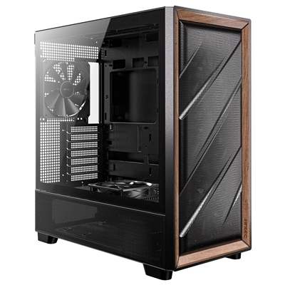 caant-fluxwood-lg.jpg Antec FLUX Mid Tower PC Case - Tempered Glass, Black/Wood, 5 PWM Fans, USB-C, E-ATX/ATX/mATX/ITX Compatibility - Image 1