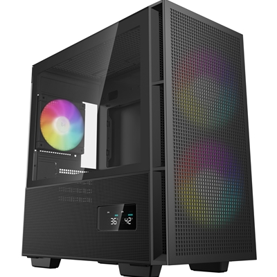 cadee-ch360digit-lg.jpg DeepCool CH360 Digital Gaming Case Black Mid Tower with Tempered Glass Side Window Panel, Advanced Cooling, USB 3.0/USB-C Ports, Pre-Installed Fans, Micro ATX/Mini-ITX - Image 1
