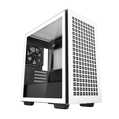 cadee-ch370wh-lg.jpg DeepCool CH370 WH, White, Mini Tower Chassis w/ Tempered Glass Window, 1x 120mm Fan, 2x USB 3.0, mATX/mITX - Image 1