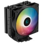 DeepCool AG400 Black ARGB V2 CPU Air Cooler, 120mm PWM Fan, 4 Direct Touch Heat Pipes, Addressable RGB, LGA1851/1700/1200, AM5/AM4 Compatible, High-Performance Single Tower Cooler