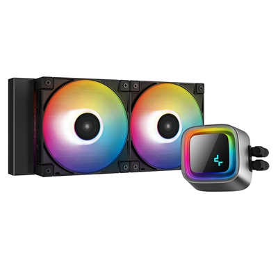 fadee-ls520-lg.jpg DeepCool LS520 Premium AiO Liquid CPU Cooler, Universal Socket, 240mm Radiator, PWM 2250RPM Cooling Fans, Addressable RGB LED Lighting, Fully Customizable Infinity Mirror Cap Design, Black Version - Image 1