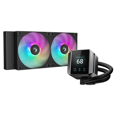 fadee-mystiq240a-lg.jpg DeepCool Mystique 240 CPU Cooler, ARGB, Personalized Cooling with 2.8" TFT LCD Screen and Enhanced Pump Performance, 5 year warranty - Image 1