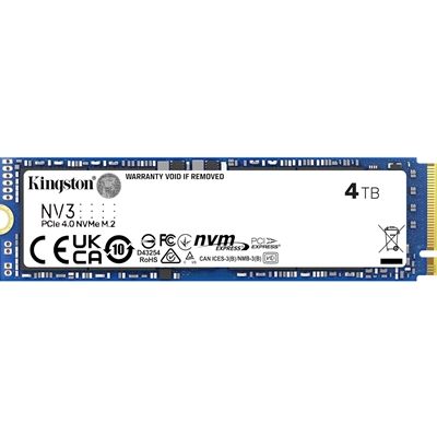 hdkin-snv3s4tb-lg.jpg Kingston NV3 (SNV3S/4000G) 4TB NVMe SSD, M.2 Interface, PCIe Gen4, 2280, Read 6000 MB/s, Write 5000 MB/s, 3 Year Warranty - Image 1