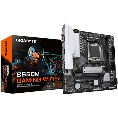 mbgig-b650mgmwf6-lg.jpg Gigabyte B650M GAMING WIFI6E (rev. 1.2) AMD AM5 Socket Motherboard, 2x DDR5 DIMM Slots, 1x M.2 Sockets, 2.5GbE LAN, Wi-Fi 6E, 1x D-Sub / 1x HDMI Port - Image 1