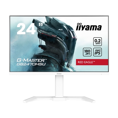 moiiy-gb2470hsw6-lg.jpg iiyama G-MASTER GB2470HSU-W6 Red Eagle 23.8 inch IPS Monitor, Full HD, 0.2ms, HDMI, DisplayPort, USB Hub, Freesync, 180Hz, Speakers, Internal PSU, Height Adjustable, Pivot, VESA, White - Image 1