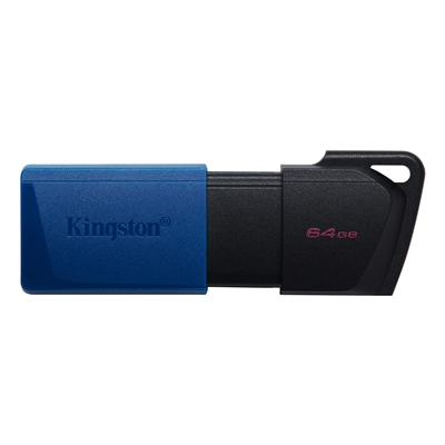 sdkin-dtxm64gb-lg.jpg Kingston DataTraveler ExodiaM DTXM/64GB USB Flash Drive, 64GB, USB 3.2, Blue / Black, Moving Cap Design - Image 1