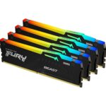 Kingston FURY Beast KF556C40BBAK4-128 128GB (4x 32GB) DIMM System Memory, 5600MHz, DDR5, CL40, Black, RGB, Intel XMP