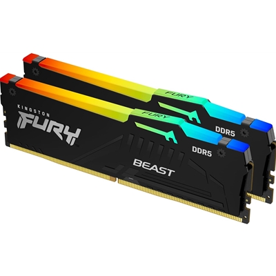 sdkin-kf560c30ak-lg.jpg Kingston FURY Beast KF560C30BBEAK2-64 64GB (2x 32GB) DIMM System Memory, 6000MHz, DDR5, CL30, Black, RGB, Intel XMP, AMD EXPO - Image 1