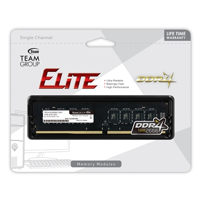 sdtea-ted416g266-lg.jpg Team ELITE 16GB No Heatsink (1 x 16GB) DDR4 2666MHz DIMM System Memory - Image 1
