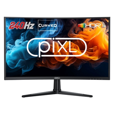 212325-lg.jpg piXL PX27CC301B 27 Inch 240Hz HDR 10+ Full HD Curved Gaming Monitor with 1920 x 1080 Resolution, 1ms Response Time, HDR 10+, DisplayPort, 2 x HDMI & VESA Mount - Image 1