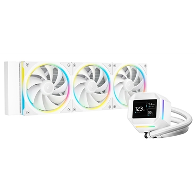 fadee-lm360wh-lg.jpg DeepCool LM360 Liquid CPU Cooler with 2.4" IPS Display, 360mm AIO, Triple 120mm ARGB Fans, Anti-Leak Technology, PWM Pump, Intel LGA 1851/1700 & AMD AM5 Compatible, White - Image 1