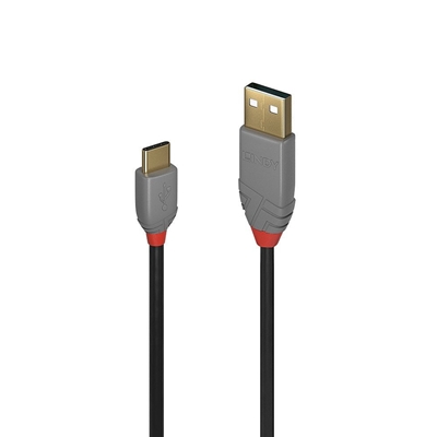 cllin-36887-lg.jpg Lindy 36887 2m USB-A (M) 2.0 To USB-C (M) 2.0 Anthra Line 480Mbps Cable - Black - Image 1