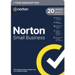 Norton Small Business, Antivirus Software, 20 Devices, 1-year Subscription, Includes 250GB of Cloud Storage, Dark Web Monitoring, Private Browser, 24/7 Business Support, Activation Code by email - ESD