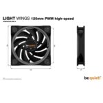 be quiet! Light Wings PWM High Speed Addressable RGB Fan, 120mm, 2500RPM, 4-Pin PWM Fan & 3-Pin ARGB Connectors, Black Frame, Black Blades, ARGB Lighting on Front & Rear - Image 6