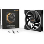 be quiet! Light Wings PWM High Speed Addressable RGB Fan, 140mm, 2200RPM, 4-Pin PWM Fan & 3-Pin ARGB Connectors, Black Frame, Black Blades, ARGB Lighting on Front & Rear - Image 5