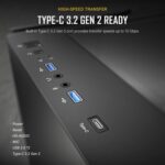 ANTEC P20CE Case, E-ATX Gaming, Black, Mid Tower, 2 x USB 3.0 / Type-C 3.2 Gen 2 x 1, E-ATX, ATX, Micro-ATX, ITX - Image 2