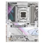 Gigabyte X870E AORUS MASTER X3D ICE AMD AM5 Socket Motherboard, ATX, 4x DDR5 Slots, 5x M.2 Sockets, Fitted I/O Shield, 10GbE LAN, Wi-Fi 7, 1x HDMI Port / 2x USB-C (USB4)