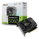 PNY NVIDIA GeForce RTX 5060 8GB GDDR7 Graphics Card, 3840 CUDA Cores, 2280 MHz Core Clock, Single Fan, 3x DisplayPorts / 1x HDMI Port