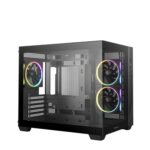 DeepCool CG330 3F ARGB Dual-Chamber Micro-ATX Tower Case, Tempered Glass Panels, 3 x 120mm ARGB Fans, USB 3.0, ITX/Micro-ATX, Black - Image 2