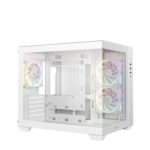 DeepCool CG330 3F ARGB Dual-Chamber Micro-ATX Tower Case, Tempered Glass Panels, 3 x 120mm ARGB Fans, USB 3.0, ITX/Micro-ATX, White - Image 2