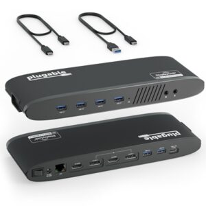 Plugable UD-6950H Universal Dual Monitor 4K USB-A/USB-C DisplayLink Certified Docking Station