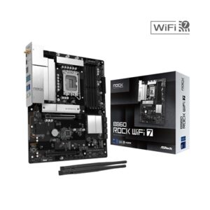 ASRock B860 Rock WiFi 7 Intel 1851 Socket Motherboard, ATX, 4x DDR5 Slots, 3x M.2 Socket, Fitted I/O Shield, 2.5GbE LAN, Wi-Fi 7, 1x HDMI Port