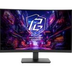 ASRock Phantom Gaming PG27QRT1B 27 Inch QHD (2560 x 1440) Curved 1500R VA Gaming Monitor, 180Hz 1ms (MPRT) Response Time, 2 x HDMI 2.0, 1 x DisplayPort 1.4, 1 x Headphone Out