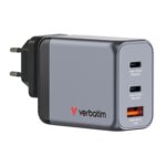Verbatim (32201) GNC-65 GaN Charger 65W with 2 x USB-C PD 65W / 1 x USB-A QC 3.0 (EU/UK/US)