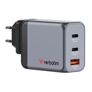Verbatim (32201) GNC-65 GaN Charger 65W with 2 x USB-C PD 65W / 1 x USB-A QC 3.0 (EU/UK/US)