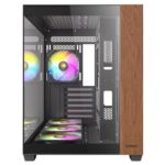 Antec CX800 Wood Mid Tower Gaming Case, 1 x USB Type-C / 1 x USB 3.0, Tempered Glass Front and Side Window Panel, Dual Chamber Design, 4 x Pre-Installed ARGB LED Fans, ATX, Micro-ATX, ITX Compatible - Image 2