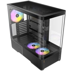 ANTEC Constellation C6 AirAntec Mid-Tower Gaming PC Case - 2 x 120mm PWN Reverse fans, 1 x 140 PWN fan at rear, Curved Glass Desgin with 3-sided Tempered Glas, ATX/Micro-ATX/ITX - White