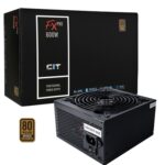 CiT 600W ATX Power Supply, 80+ Efficiency, 120mm Silent Fan, Active PFC, PCIe, SATA & Molex Connectors, Black PSU for Gaming & Desktop PC