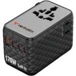 Verbatim (30190) Charge 'n' Travel 170W Universal Travel Adapter Black, Charge Up To 6 Devices AT Once